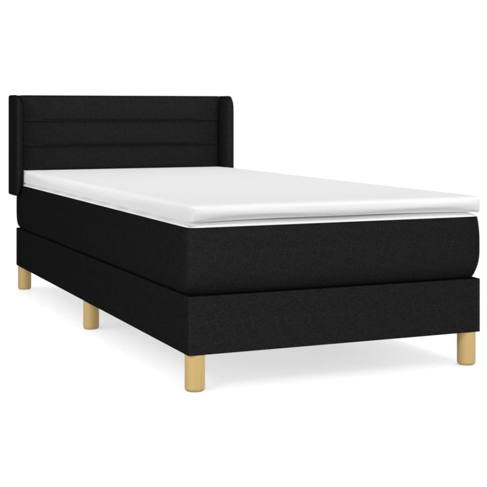 Cama box spring con colchón tela negro 100x200