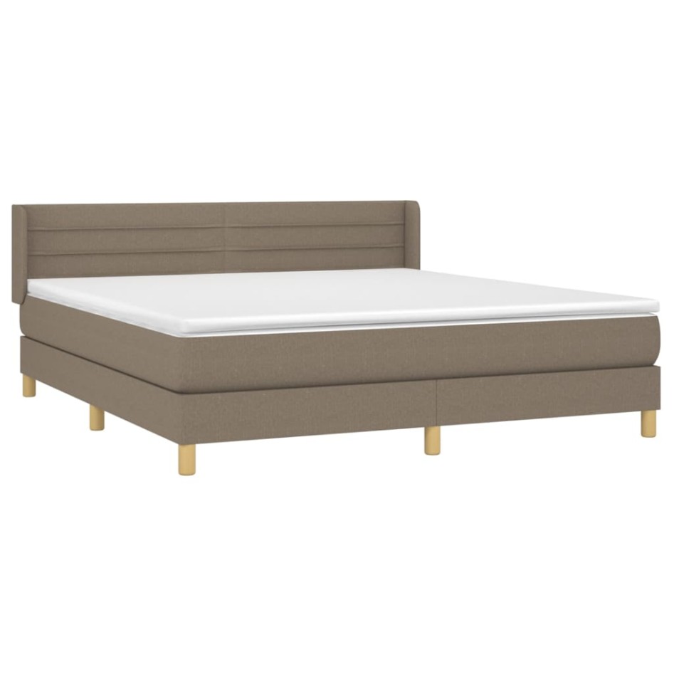 Cama box spring con colchón tela gris taupe 160x200