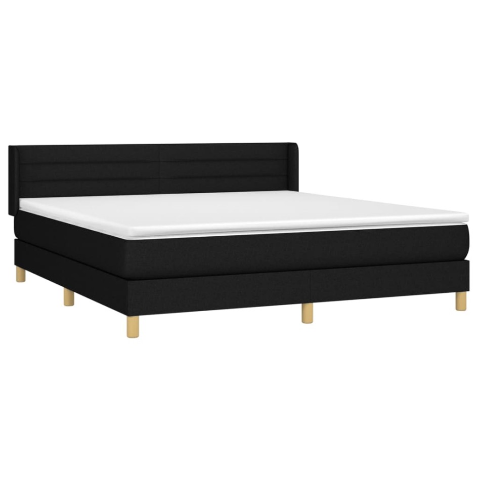 Cama box spring con colchón tela negro 180x200