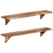 Estantes de pared 2 unidades madera maciza acacia 110x20x18 cm