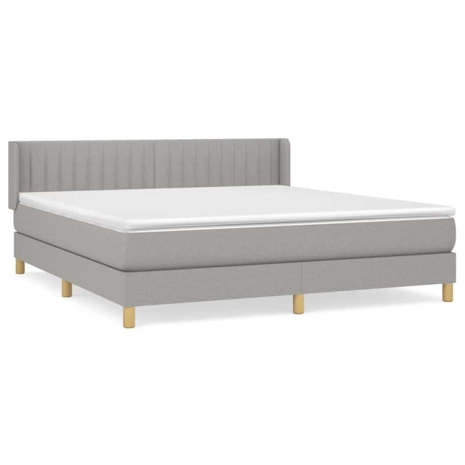 Cama box spring con colchón tela gris claro 180x200