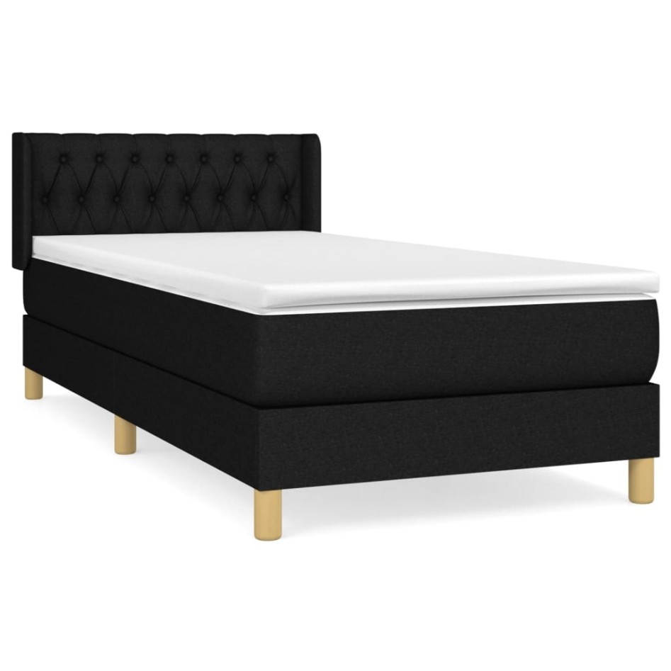 Cama box spring con colchón tela negro 90x190