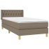 Cama box spring con colchón tela gris taupe 90x190