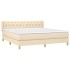 Cama box spring con colchón tela color crema 160x200