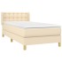 Cama box spring con colchón tela color crema 90x190