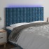 Cabecero con luces LED terciopelo azul oscuro 160x5x118/128