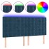Cabecero con luces LED terciopelo azul oscuro 160x5x118/128