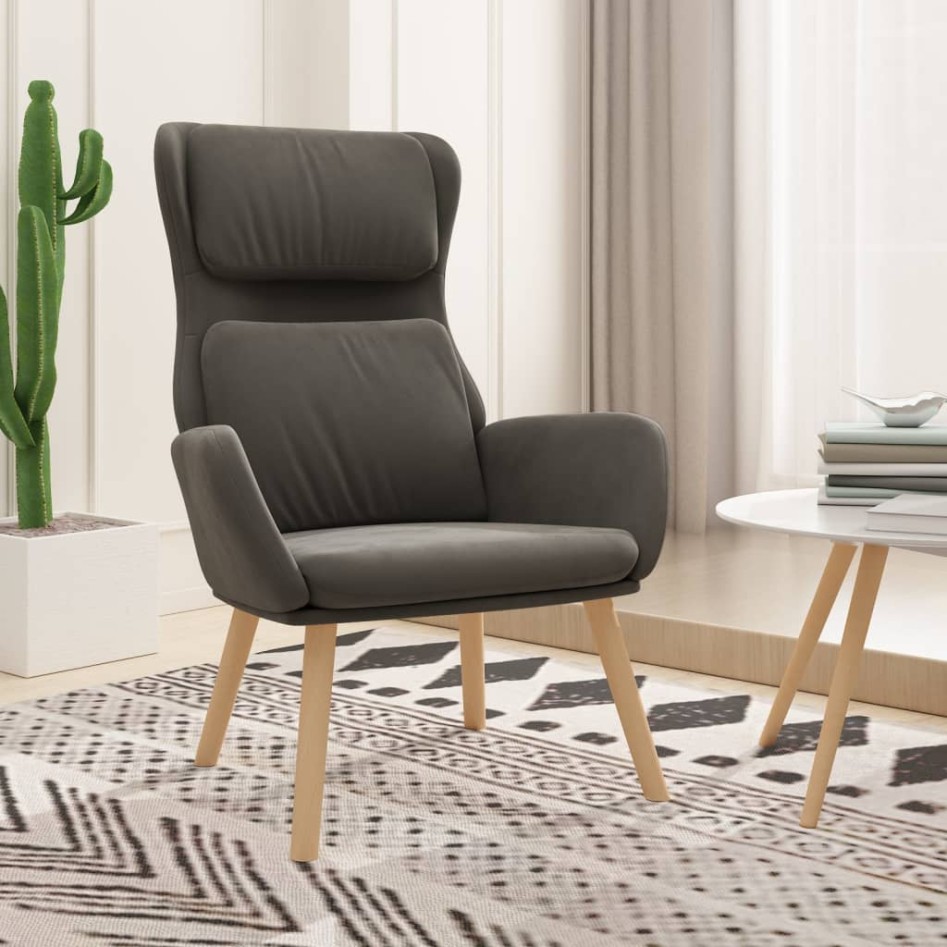 Sillón de relax de terciopelo gris