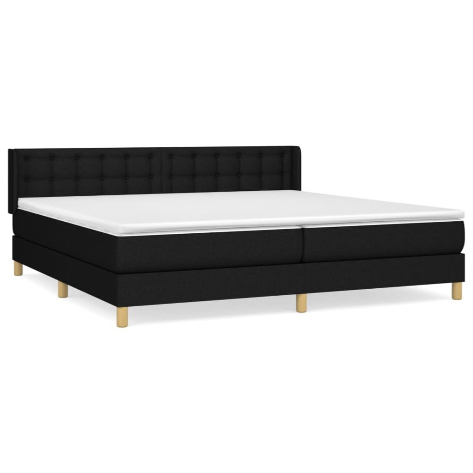 Cama box spring con colchón tela negro 160x200
