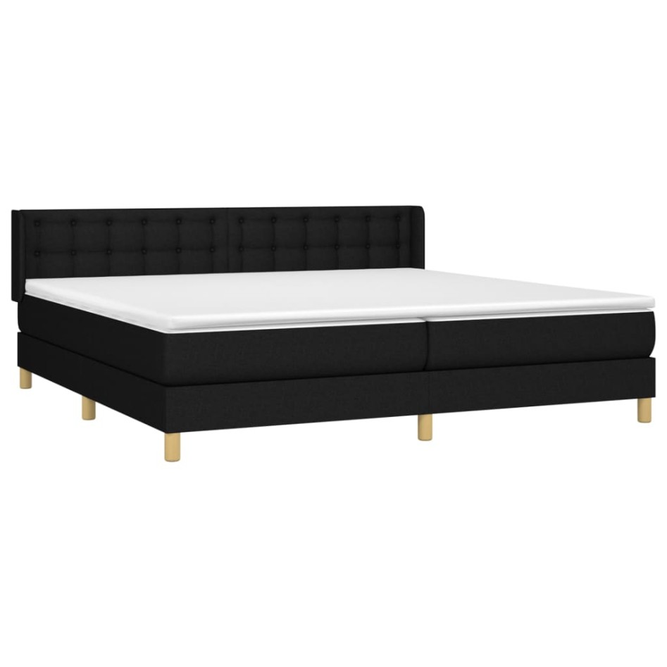 Cama box spring con colchón tela negro 160x200