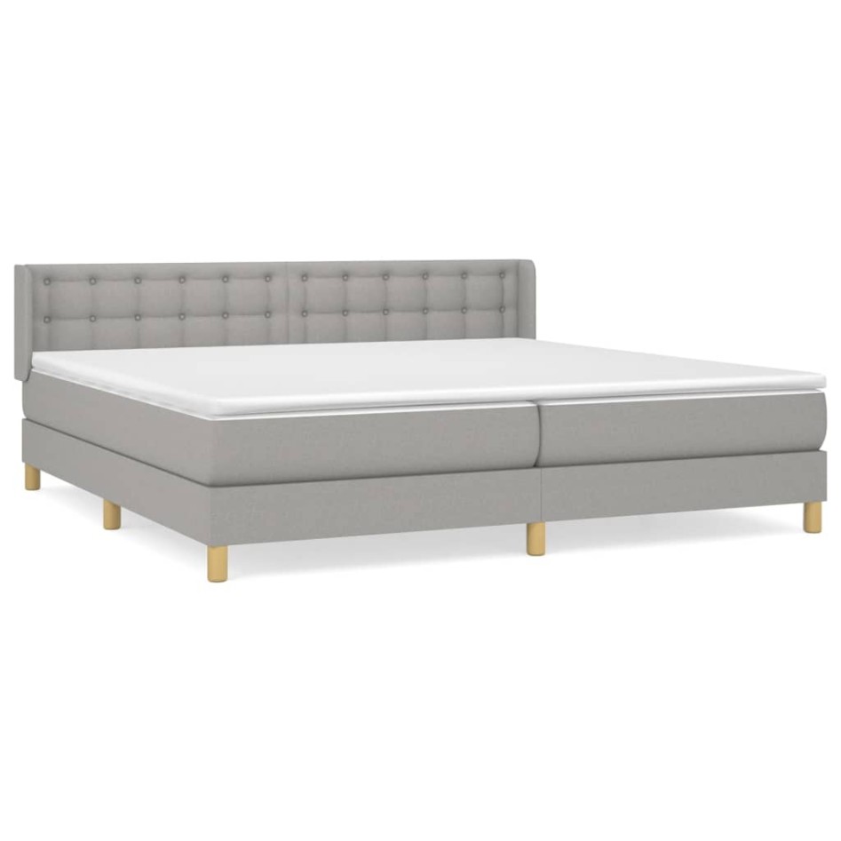Cama box spring con colchón tela gris claro 200x200