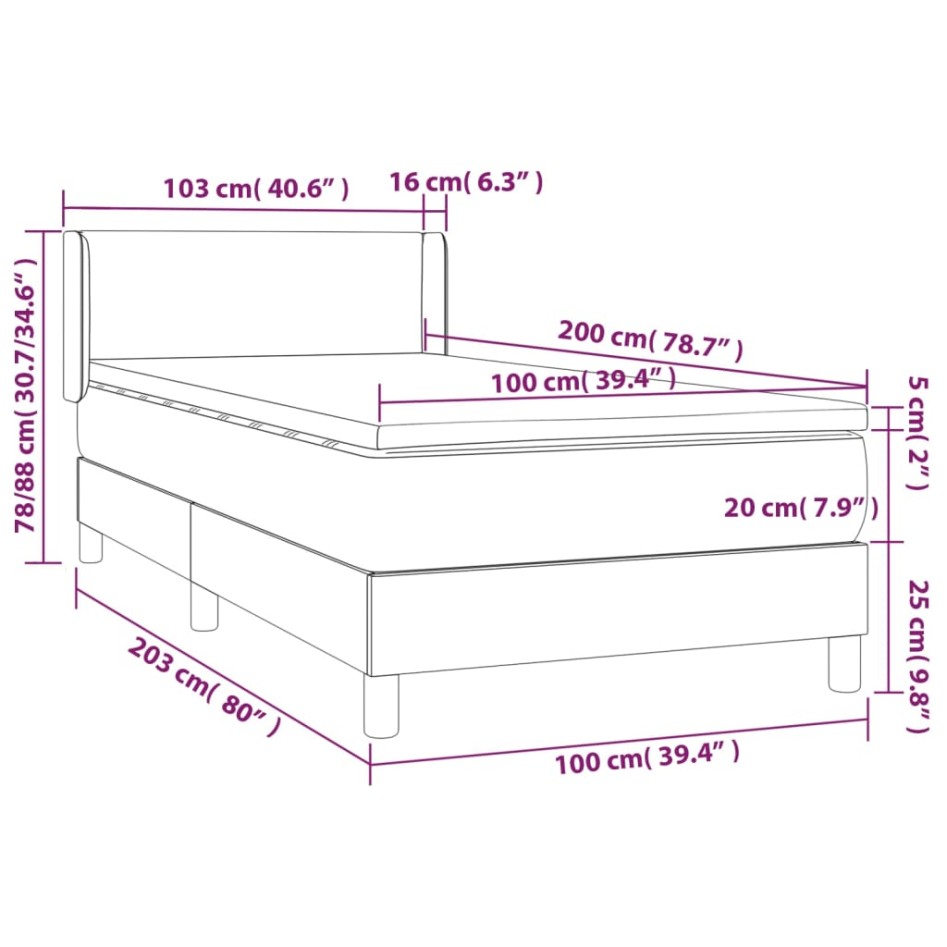 Cama box spring con colchón cuero sintético capuchino