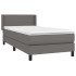 Cama box spring con colchón cuero sintético gris 80x200
