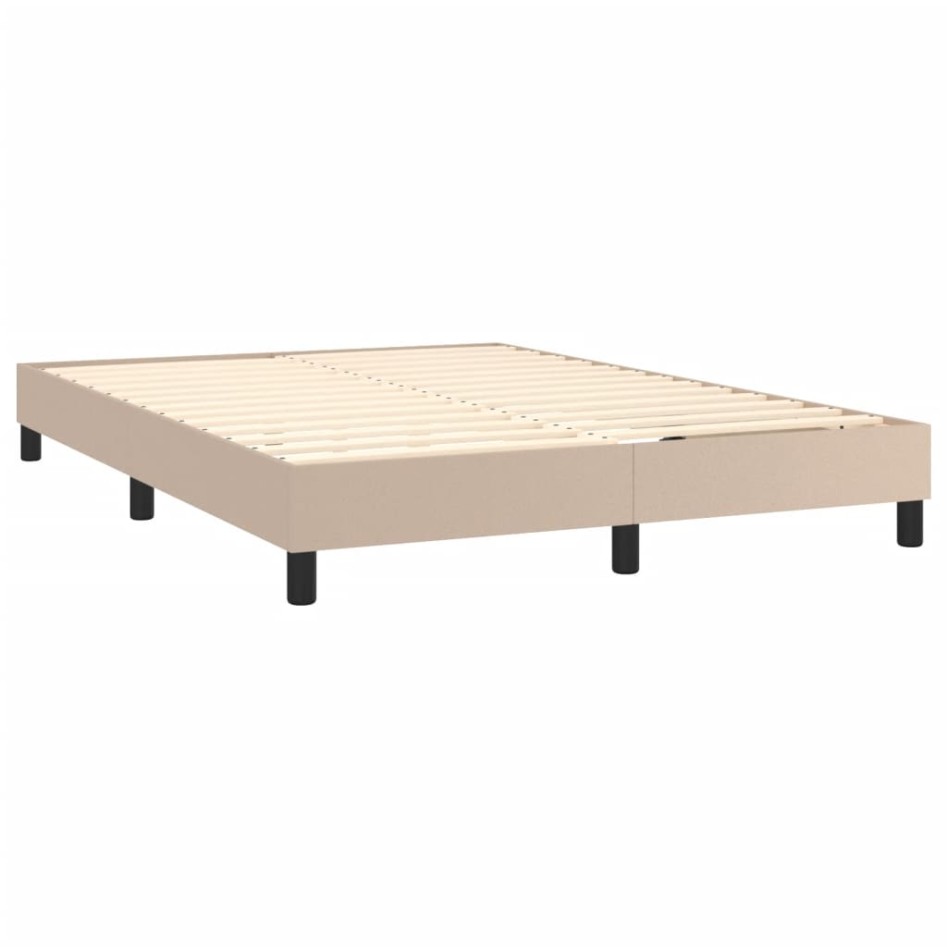 Cama box spring con colchón cuero sintético capuchino