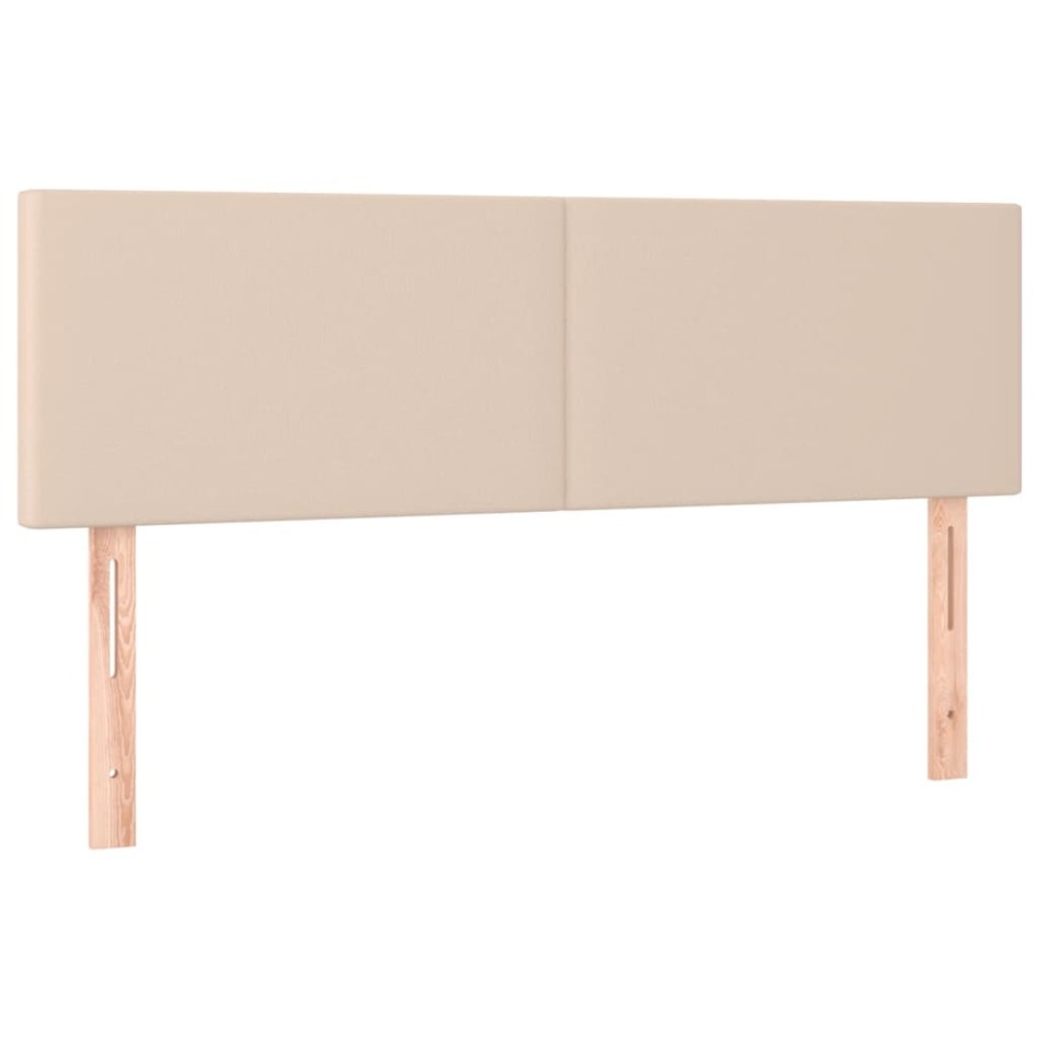 Cama box spring con colchón cuero sintético capuchino