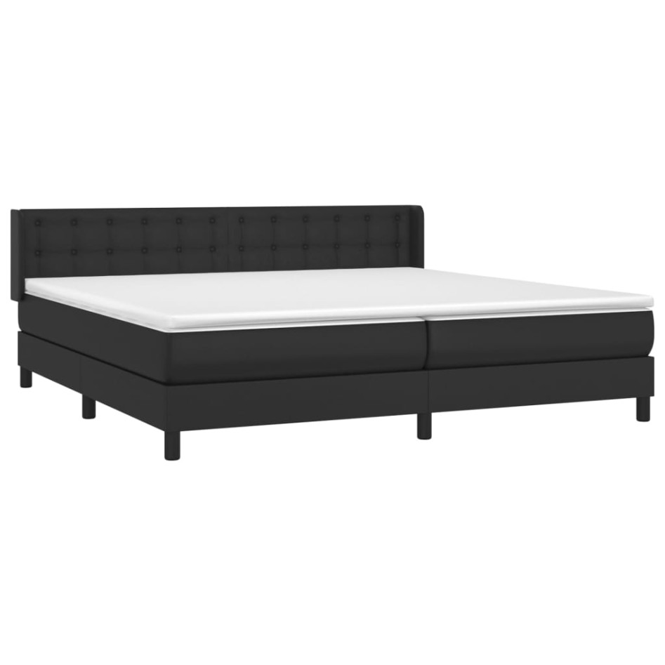 Cama box spring con colchón cuero sintético negro 200x200