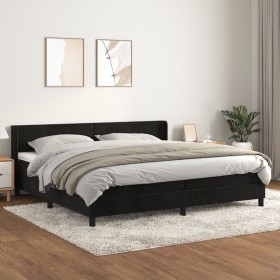 Cama box spring con colchón terciopelo negro 200x200