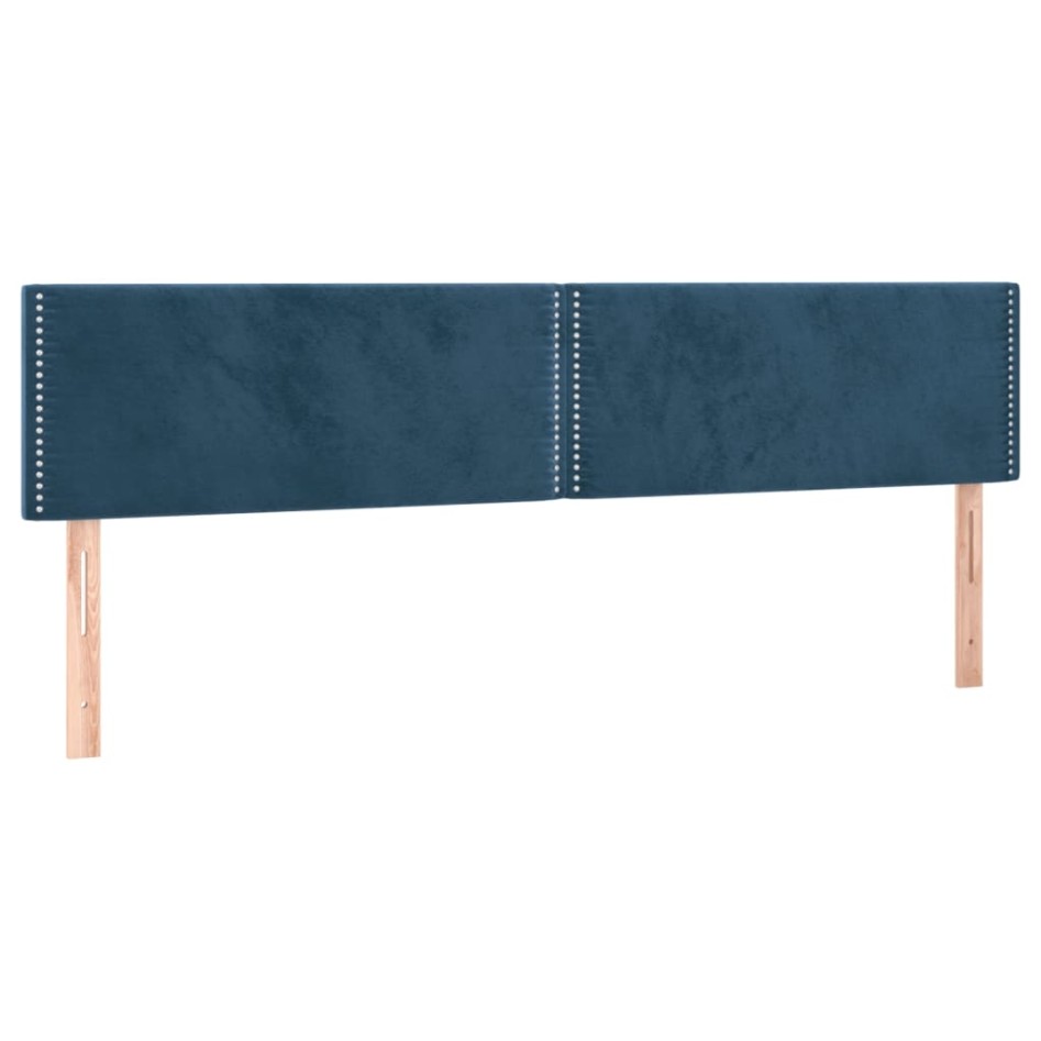 Cama box spring con colchón terciopelo azul oscuro 160x200