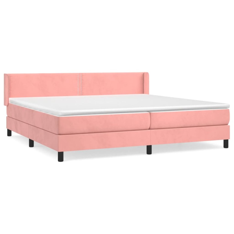 Cama box spring con colchón terciopelo rosa 200x200