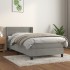Cama box spring con colchón terciopelo gris claro 90x190