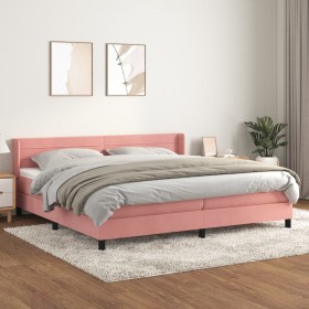 Cama box spring con colchón terciopelo rosa 200x200