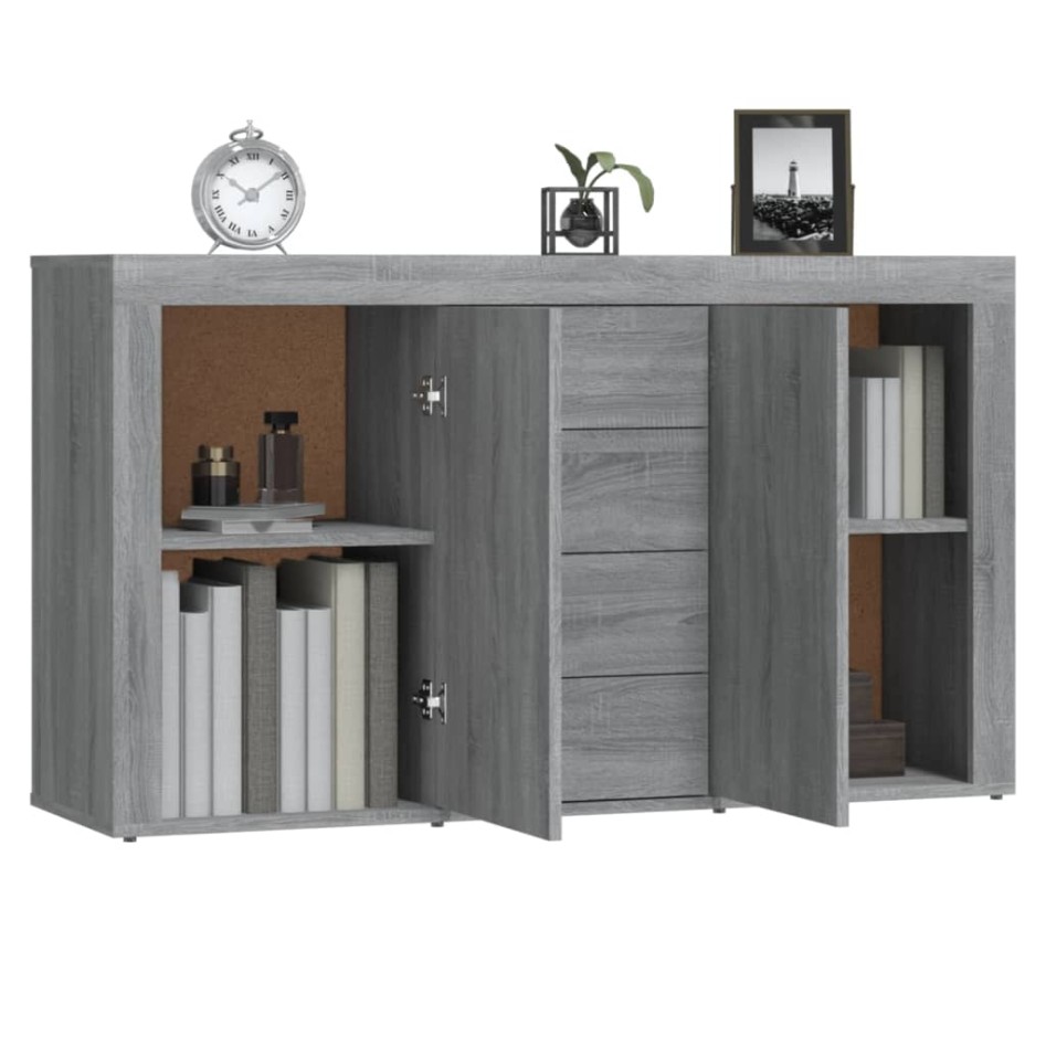 Aparador de madera contrachapada gris Sonoma 120x36x69