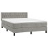 Cama box spring con colchón terciopelo gris claro 140x200
