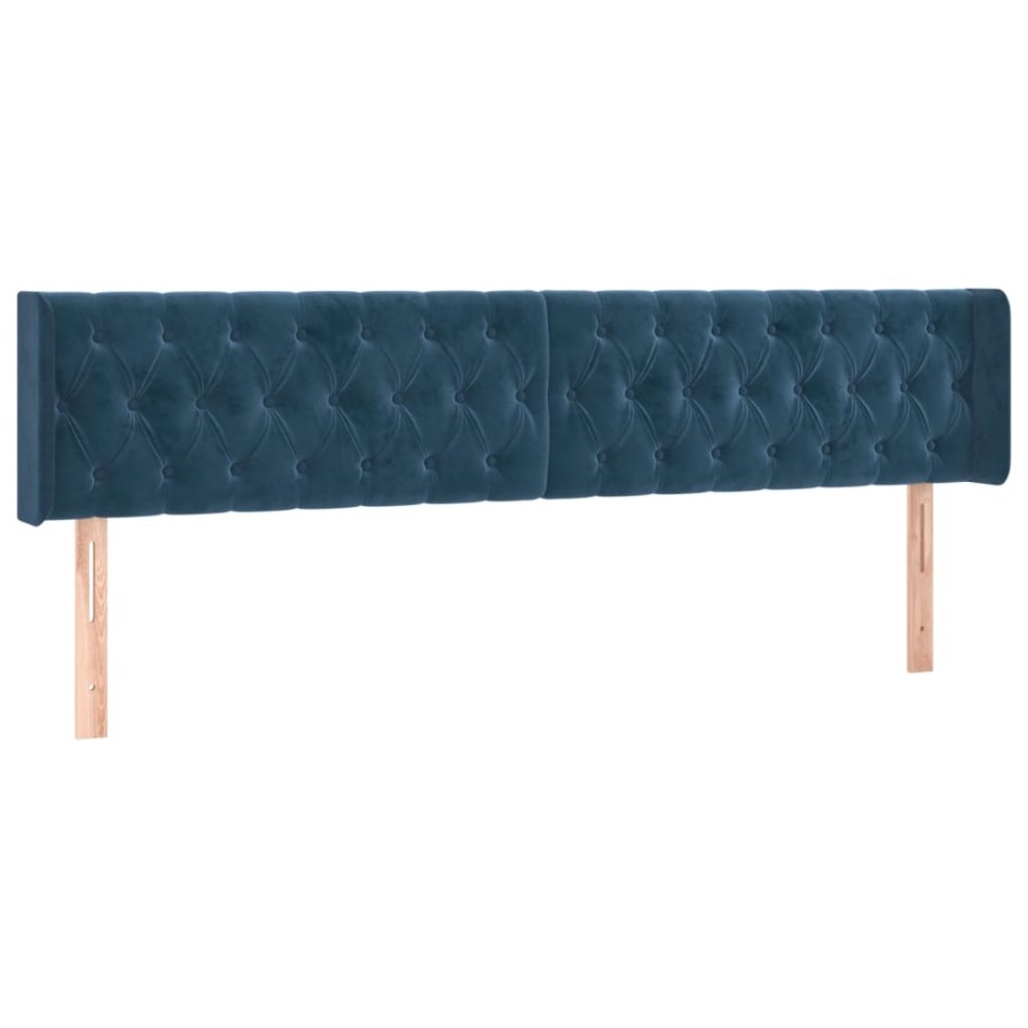 Cama box spring con colchón terciopelo azul oscuro 180x200