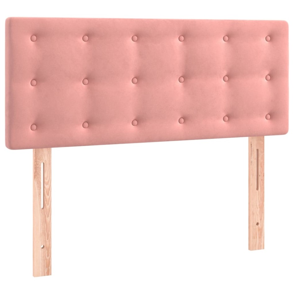 Cama box spring con colchón terciopelo rosa 100x200