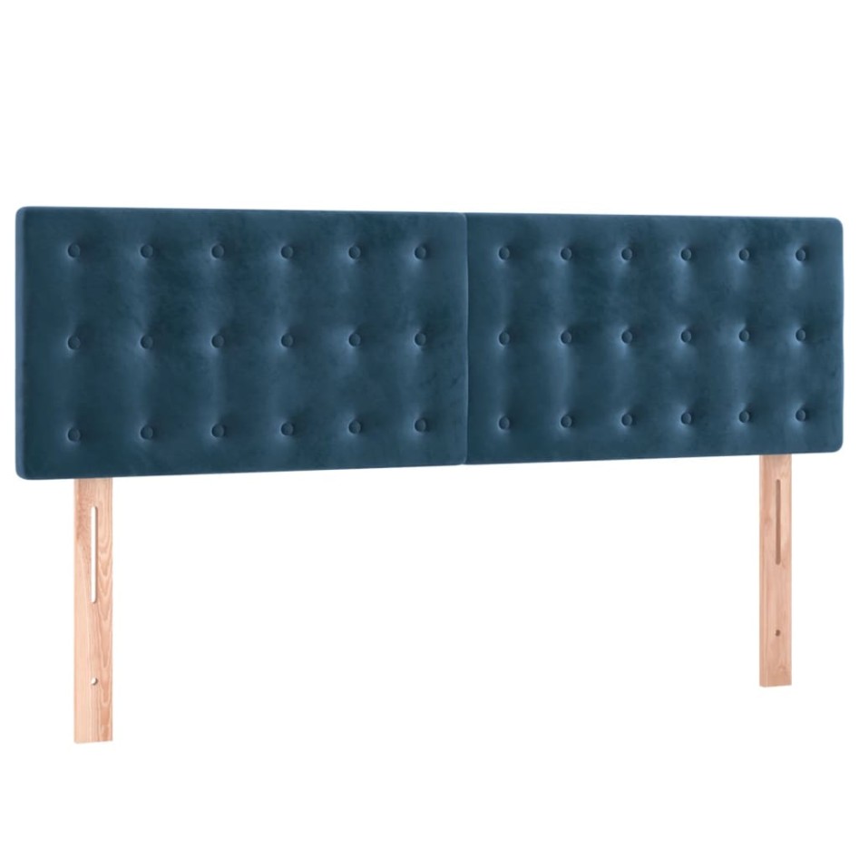 Cama box spring con colchón terciopelo azul oscuro 140x200
