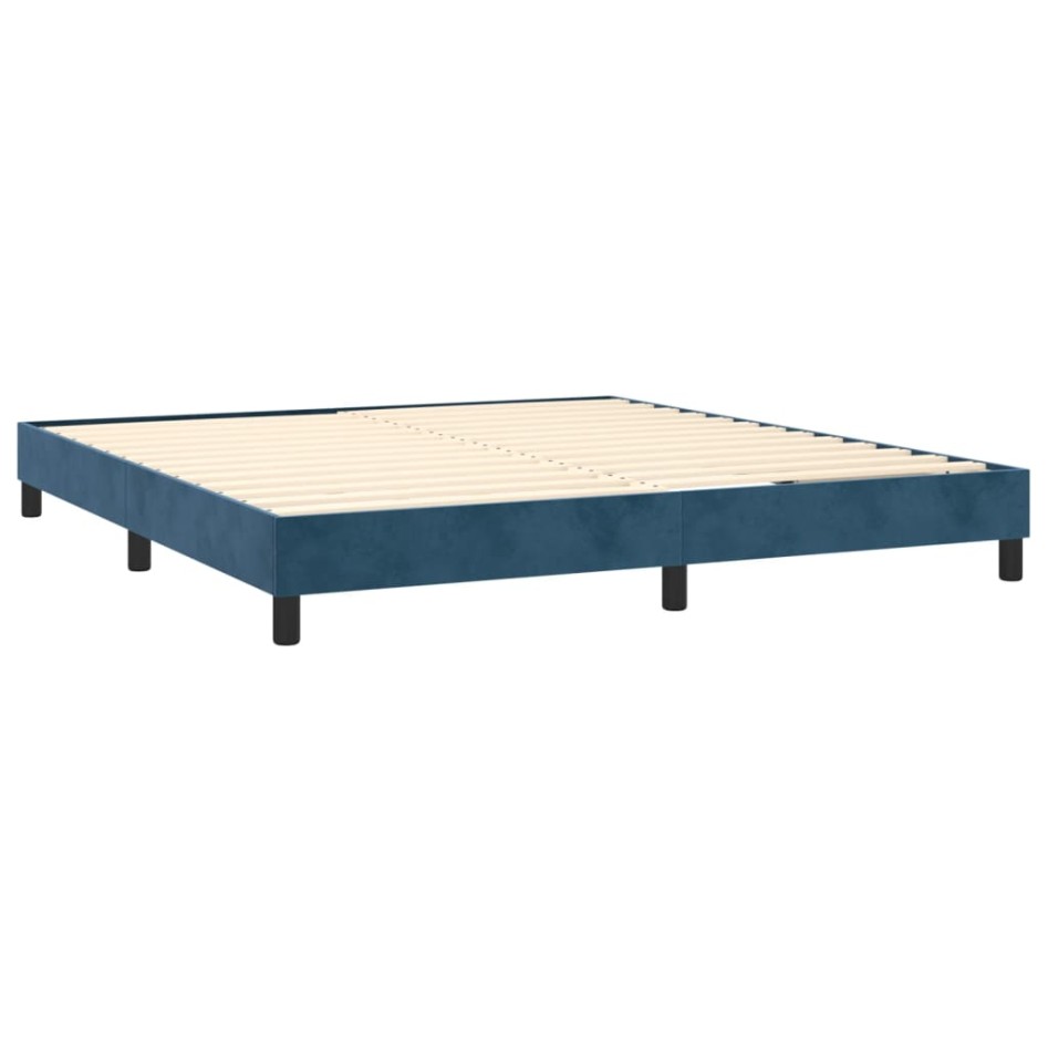 Cama box spring con colchón terciopelo azul oscuro 160x200