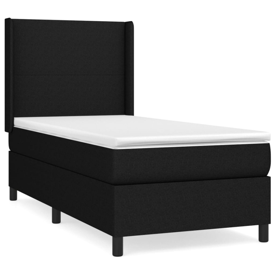 Cama box spring con colchón tela negro 100x200