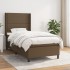 Cama box spring con colchón tela marrón oscuro 90x190