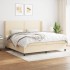 Cama box spring con colchón tela color crema 200x200