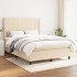Cama box spring con colchón tela color crema 140x200