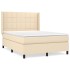 Cama box spring con colchón tela color crema 140x200