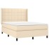 Cama box spring con colchón tela color crema 140x200
