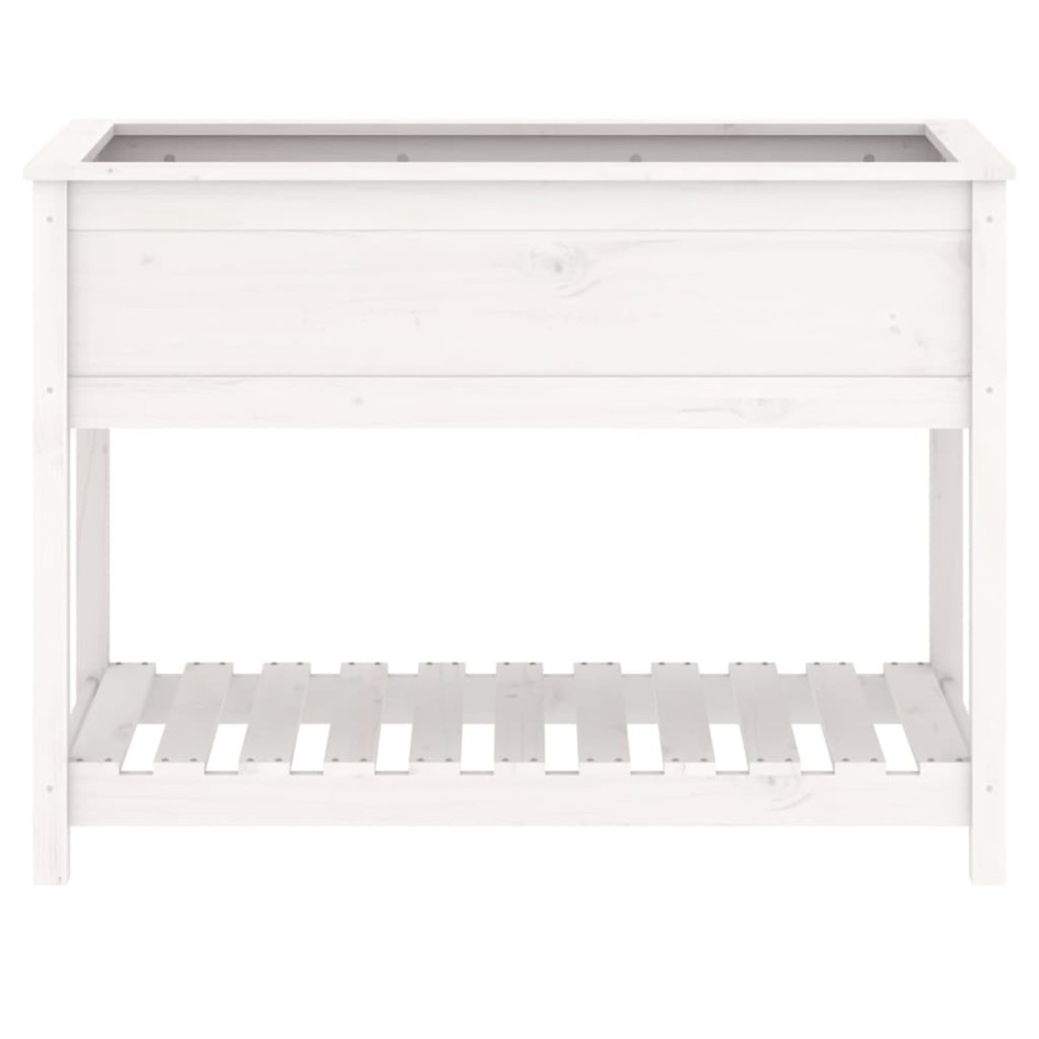 Jardinera con estante madera maciza pino blanca 111,5x54x81