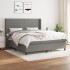 Cama box spring con colchón tela gris oscuro 160x200