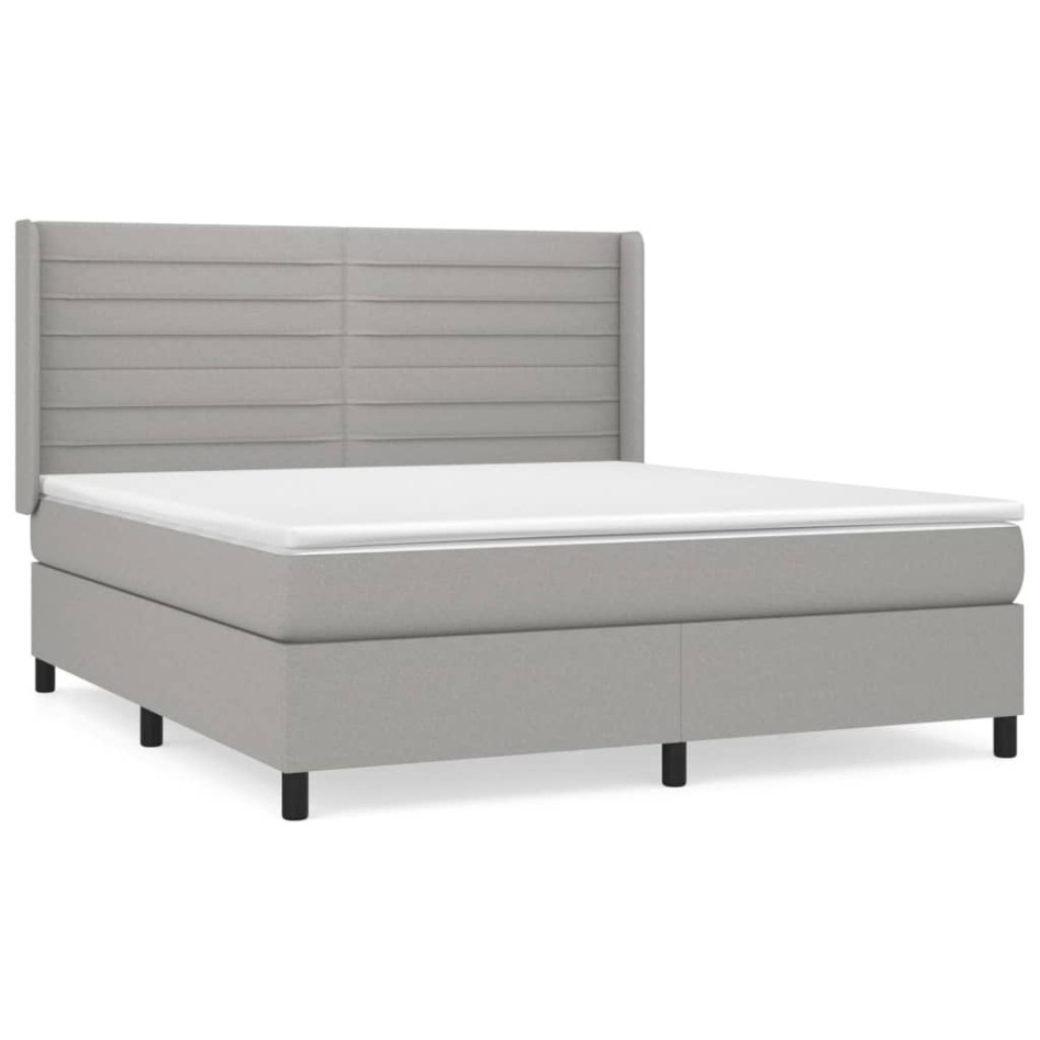 Cama box spring con colchón tela gris claro 180x200