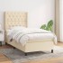 Cama box spring con colchón tela color crema 80x200