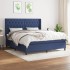 Cama box spring con colchón tela azul 160x200