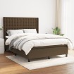 Cama box spring con colchón tela marrón oscuro 140x200 cm