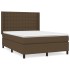 Cama box spring con colchón tela marrón oscuro 140x200