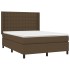 Cama box spring con colchón tela marrón oscuro 140x200