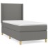 Cama box spring con colchón tela gris oscuro 100x200