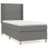 Cama box spring con colchón tela gris oscuro 100x200
