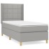 Cama box spring con colchón tela gris claro 100x200