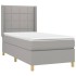 Cama box spring con colchón tela gris claro 100x200