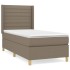 Cama box spring con colchón tela gris taupe 100x200